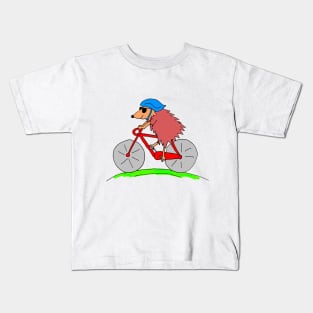 Hedgehog Riding Bicycle Kids T-Shirt